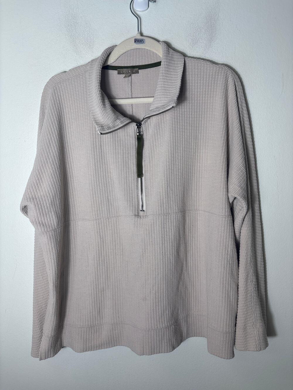 Lilla P Cream Waffle Knit Pullover Sz XL